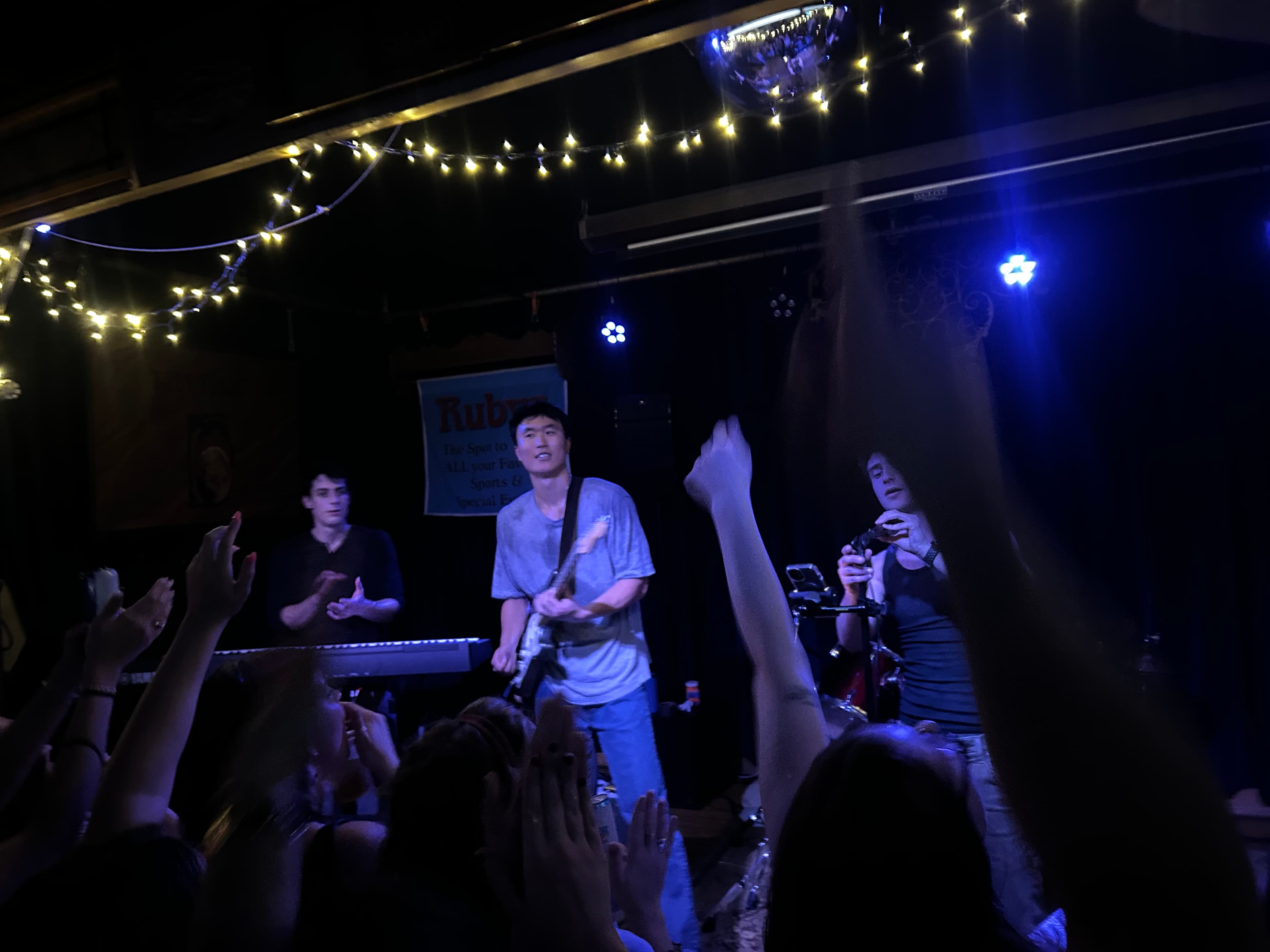 Performing on stage with my band